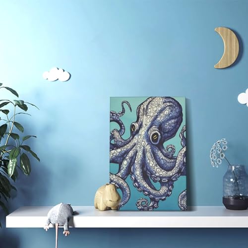 Impression sur toile pieuvre tableau mural deco salon chambre 30x45cm - 3