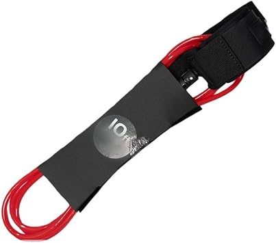 DAZZLEEX 7mm Surfboard Leash 6 7 8 9 10 FT Colorful Cord with Quick Release Tab and Hidden Key Pocket for Short Long Boards and Red Green(9FT red)
