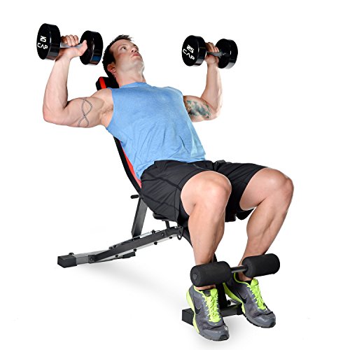 CAP Barbell Memory Foam FID Training Bench, Black/Red