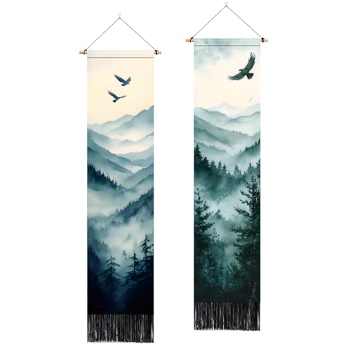 NYZE 2 Pack Vertical Wall Tapestry with Tassels, Vintage Boho