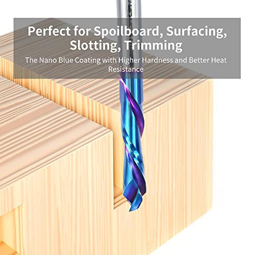 Up Down Cut Router Bits 1/4 Shank Spiral Compression Router Bit, Solid Carbide Router Bits With Nano Blue Coated For Cnc Router Bits Table Router End Mill #TOP4