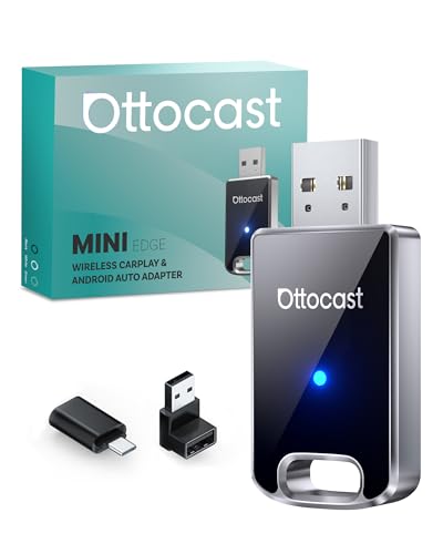 Image of OTTOCAST Mini Edge 2in1 Wireless Carplay Adapter and Wireless Android Auto Adapter for Car, Compatible with Android 11+ & iOS 10+, Auto Reconnect Lag Free