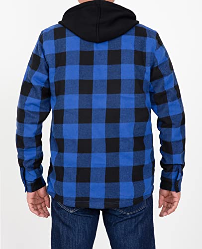 Image of ZENTHACE Men's Sherpa Lined Full Zip Hooded Plaid Shirt Jacket