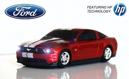Road Mice Ford Mustang Wireless Mouse - Red/White (HP-11FDMGRXW)