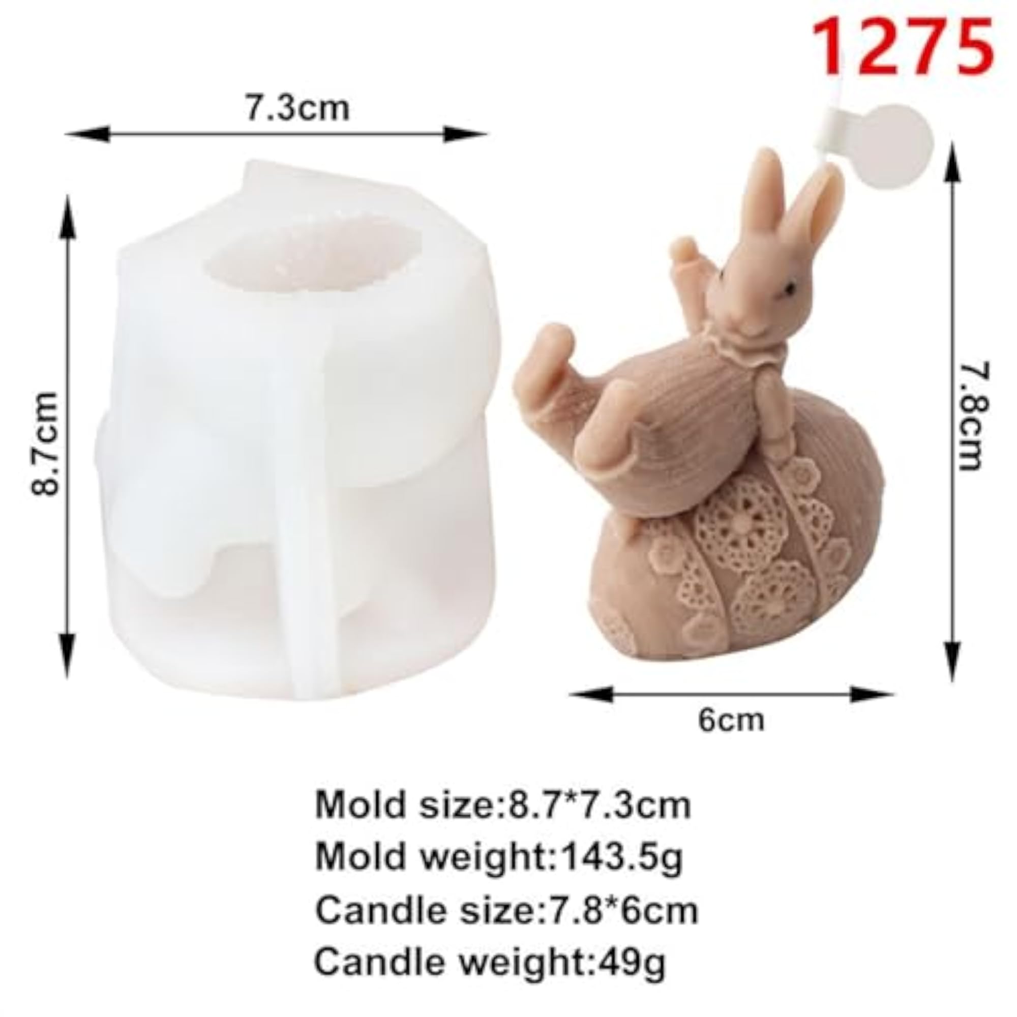 Easter Bunny Egg Candle Mould for Crafting Decor Style B