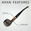Peterson Pipes Aran Rusticated - Handmade Irish Briar Pipe Traditional Wood Staining, Vulcanite Fishtail, 3mm (406 Prince)