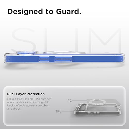 Image of RIGGEAR Shockproof Clear Hybrid Armor 360 Rotating Magnetic Ring Stand Back Cover Case Compatible with MagSafe Accessories for Google Pixel 10 / Pixel 10 Pro (Transparent PC + TPU Bumper)