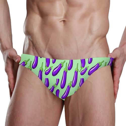 Purple Eggplant Vegetable Swim Briefs for Men Swimsuit Bikini Swimwear S B04047624