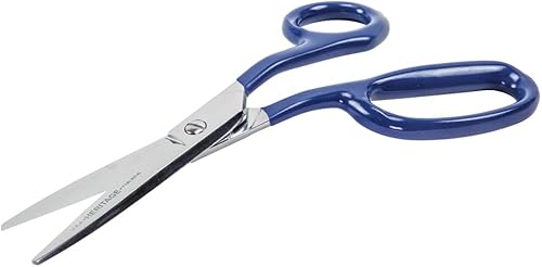 Miniatura 5 de Klein Tools G718LRCB Tijeras, fabricadas en Estados Unidos, tijeras de alfombra resistentes con anillo grande, asas curvas y puntas romas para