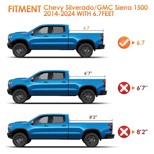 Image of Nilight Soft Tri-fold Truck Bed Tonneau Cover Compatible with Chevy Silverado 1500 /GMC Sierra 1500 2014-2026, 6.7ft