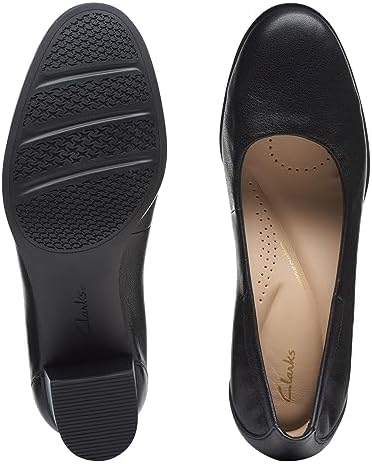 Clarks Women's Loken Step Pump, Black Leather, 10 Wide | Image 4