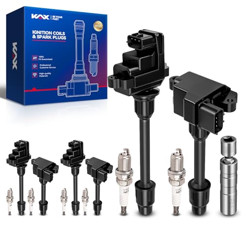 Image of KAX 6 Ignition Coils & 6 Spark Plugs Set for Nissan Maxima 1995-1999 | (w /Magnetic Swivel Spark Plug Socket) Fits INFINITI I30 1996-1997, Replaces UF263