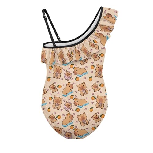 Image of Girls One Piece Swimsuits Size 3-14 Trendy Ruffle Bathing Suit Casual Hawaiian Summer Beach Swimwear