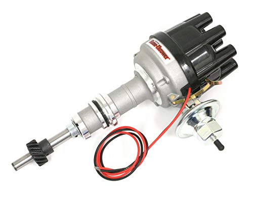 PerTronix Cast D134600 Flame-Thrower Electronic Ignition Distributor with Ignitor Technology, Compatible with Ford Small Block, Vacuum Advance Black Cap