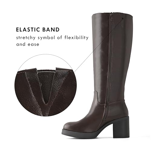 Image of Shoe'N Tale Platform Knee High Boots for Women Block Chunky Heel Round Toe Side Zipper Tall Boots