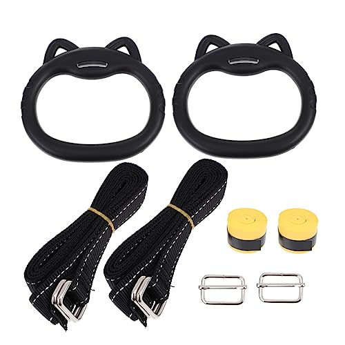 BESTonZON 1Set Lifting Rings for Fitness Pull Up Handles with Gymnastic Rings Hand Grips and Straps for Balance and Agility Exercise Equipment