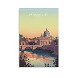 Lienzo decorativo minimalista para pared, diseño de ciudad del Vaticano, Italia, 30 x 45 cm
