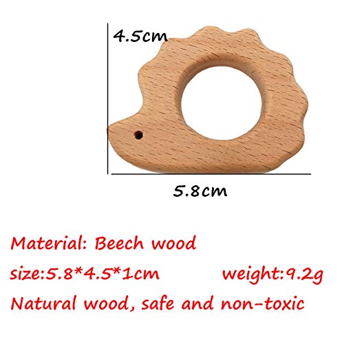 Alenybeby 2Pcs Baby Wooden Hedgehog Teether Toys Food Grade Materials Organic Chew Gift Handmade Baby Beaded Teething Toy (Hedgehog 2Pcs) #TOP1
