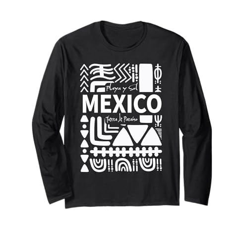 México Art - Playa y Sol Diseño Abstracto Inspirado en Aztecas Manga Larga