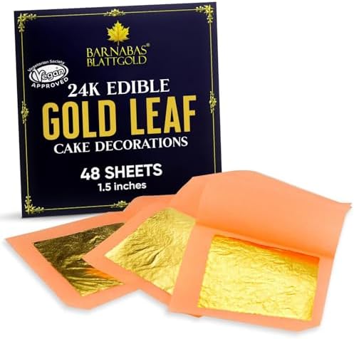 Barnabas Edible Gold Leaf Sheets 24K - Loose 1.5inch Sheet, Interleaf of 48