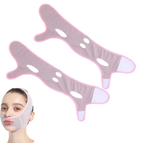 Mascarilla de sueño cosmética rosa 2 piezas máscara facial lifting sin marcas ajustable cómoda para reafirmar contorno facial cuidado de la piel hogar y viaje