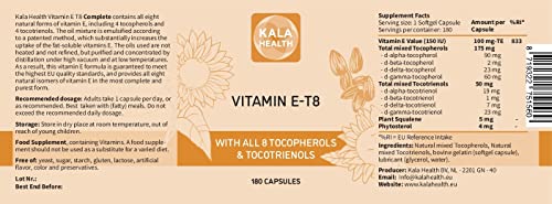 Kala Health Unique Formula With All 8 Tocopherols And Tocotrienols Vitamin E– Contains No Pah’s, Heavy Metals, Contaminants Or Preservatives - Certified Sustainable - Hair, Scars And Skin #TOP1