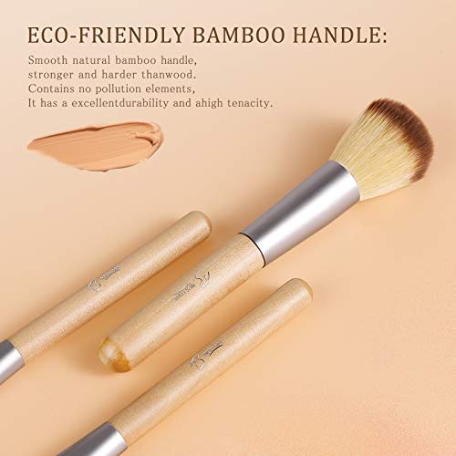 BESTOPE Makeup Brushes 17Pcs Bamboo Handle Makeup Brush Set with 1 Pcs Silicone Face Mask Brush&1 Makeup Sponge&1 Brush Cleaner Premium Synthetic Concealers Foundation Eye Shadows Make Up Brush Kit