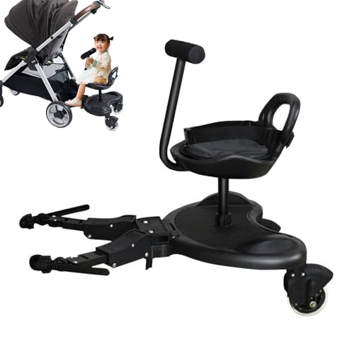 Patinete carro bebe universal con asiento, patin carro bebe universal 2 en 1, para todos los cochecitos, tabla de cochecito para niños pequeños con asiento, para niños de 2 a 6 años, carga 25 kg
