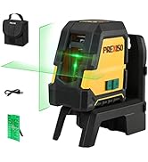 PREXISO Laser Level Self Leveling, 100 Ft Rechargeable &amp; Selectable Green Cross Line Laser Level ...