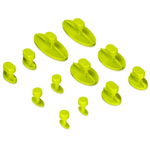 Black Plague Gang Green Oval Tab Variety Pack PDR Dent Tab Variety Pack - 12 Piece - Green - Dent Repair Kit Paintless (18mm, 22mm, 26mm, 32mm, 49mm and 70mm Sizes)