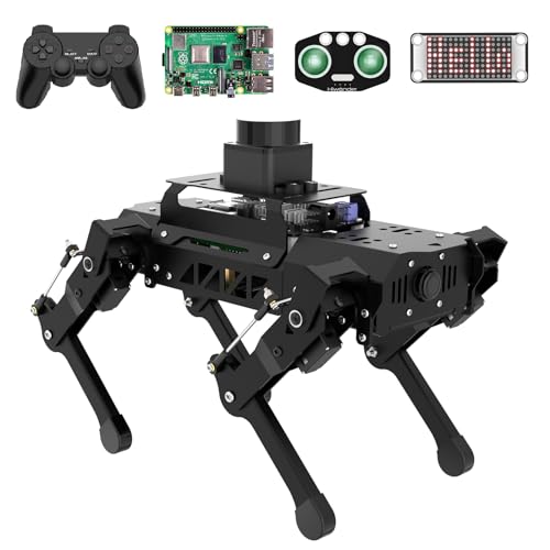 PuppyPi Robot Dog for Raspberry Pi, ROS2 & ROS1 Open Source TOF Lidar AI Vision Quadruped Bionic Smart Robot Kit OpenCV Linux Python Programmable Face Color Recognition Navigation, with RPi 5 8GB