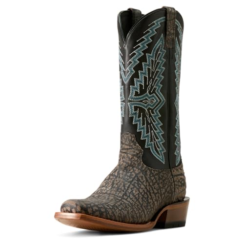 Image of Ariat Men's Futurity Showman Cowboy Boot, Cape Grey Buffalo Emboss /Raven Black, 10.5 Wide