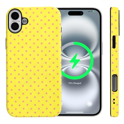 Coque iPhone 16 jaune à pois, l'accessoire tendance pour femmes