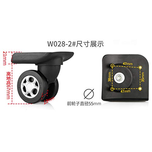 Suitcase Wheels,Luggage Wheel, (Set of a Pair) 360 Degree Swivel Front Mute Repair Replacement Luggage Wheel Suitcase Wheels Parts Spinner, Black2