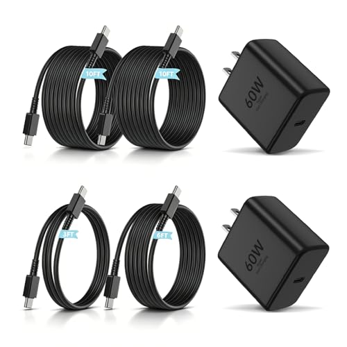 Image of 60W USB C Fast Charger Block,Wall Charging Plug & Long Type C Cable Cord 3ft /6ft /10ft,USB-C Charge Adapter Brick Cube Box for Samsung Galaxy S26 Ultra /S25+ /S24 /S23 /S22 /Note /Z Fold,iPhone 17 16 15,iPad