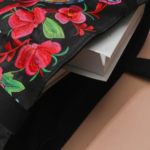 HUFFA Ethnic Phoenix Embroidered Women's Shoulder Bag Receptor Embroidered Canvas Casual Bag (Color : 4, Size : (30cm(Max Length(50cm))4