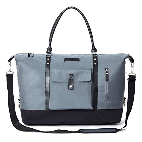 Travel Tote Duffle Bag with Shoe Bag Weekender Overnight Bag Oversized for Men Women - Luggage, Gym, Hiking and Storage Shoulder Bag Grey