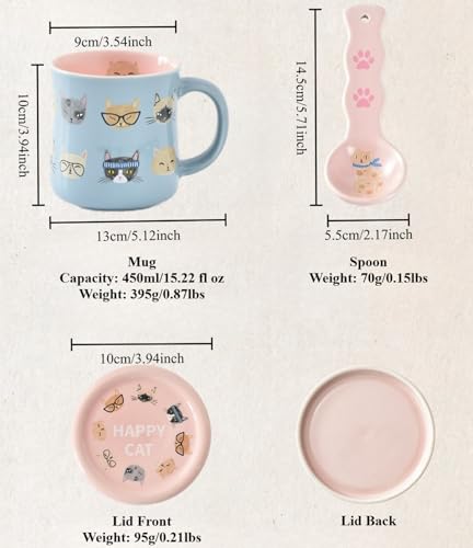 Taza de cerámica para café con tapa y cuchara 450 ml miniatura 2