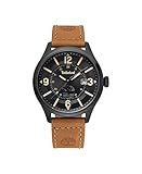 Ziffernblatt: schwarz Timberland Herren Analog Quarz Uhr mit Leder Armband TBL.14645JSB/02