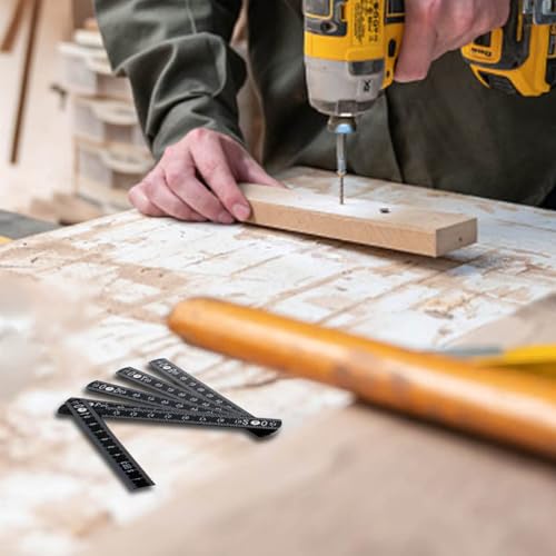 Zollstock Schwarz, LINTRA Schwarz Mini Zollstock, Meterstab Genaue Messung mit Doppelskala Geeignet für Maurer, Zimmerer, Baustellen