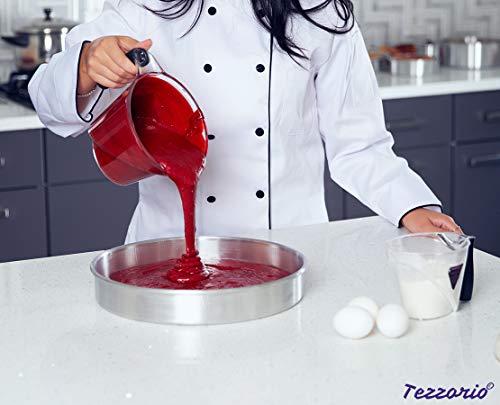 Tezzorio Aluminum Round Cake Pan, 12" X 2" Smooth-Sided Layer Cake Pan, Professional Bakeware #TOP4