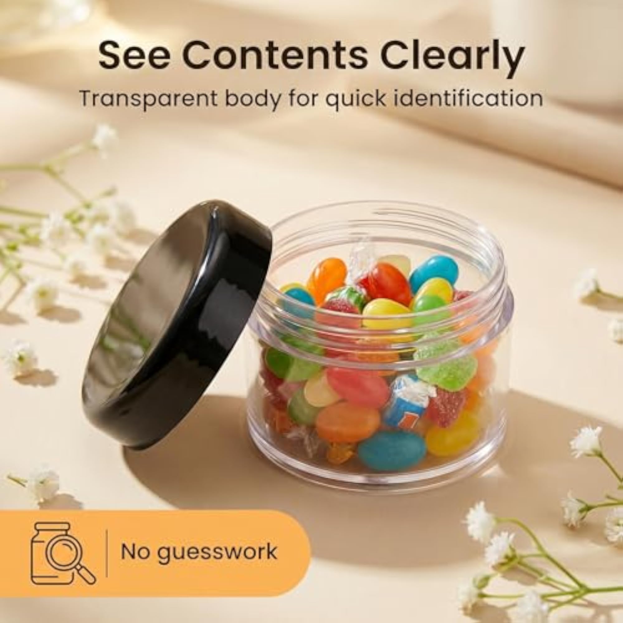 12Pcs 15 Gram Refillable Black Plastic Screw Cap Jars