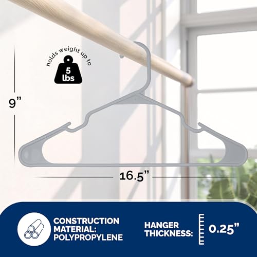 Closetselect Plastic Hangers 50 Pack - Space Saving Clothes Hangers, Made in USA, Durable & Strong Plastic Shirt & Coat Hanger with Notches & Shoulder Grooves, Non-Slip Clothing Hangers | Grey by closetselect - Used condition - Image 3