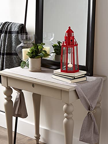 Metal Lighthouse Candle Lantern - Red #TOP6