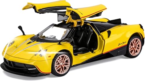 Image of 1:32 Pagani Huayra Scale Model Car - Exclusive Alloy Metal Pull Back Die Cast Car Toy with Openable Doors, Light & Music - Best Gifts for Kids【Colors as Per Stock】