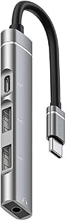 USB C Extender Type C Dock Station 4 In 1 HUB USB2.0 OTG Converter Aluminum Alloy USB TypeC Extender HUB Type C Dock Station Type C Docking Station Extension HUB With USB C 3.5mm Adapter 2xUSB2.0 OTG