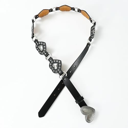 Black Belt for Women Silver Buckle with Metal Ring Link Decoration Perfect for Jeans and Casual Outfits2