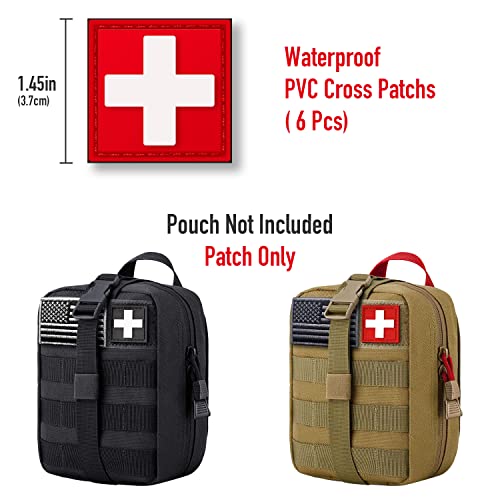 Medical Cross Patch, POWNEW Tactical First Aid Med Patches Perfect for IFAK Trauma Pouch, EMT, EMS, EDC Bag - 6 Pcs