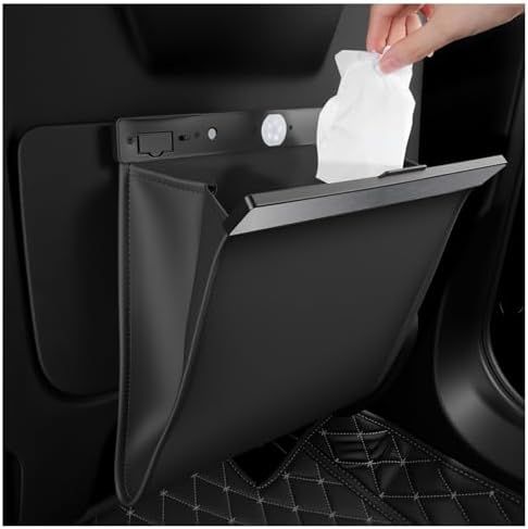 LED Car Trash Can Leak-Proof,Strong Magnetic Fast Closing Car Tra...