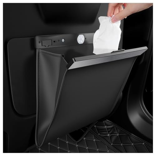 YGDMD LED Car Trash Can Leak-Proof,Strong Magnetic Fast Closing Car Trash Bin as Cars Organizers and Storage,Cars Garbage Can with Automotive Trashs Bag for Backseat,Console,Door